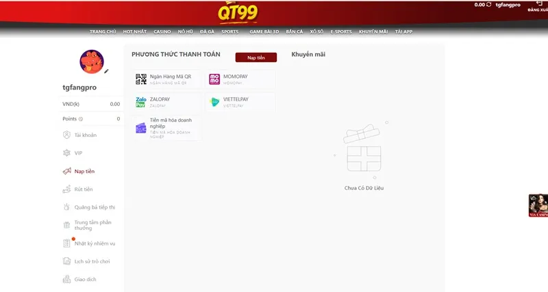 hướng dẫn nạp tiền qt99